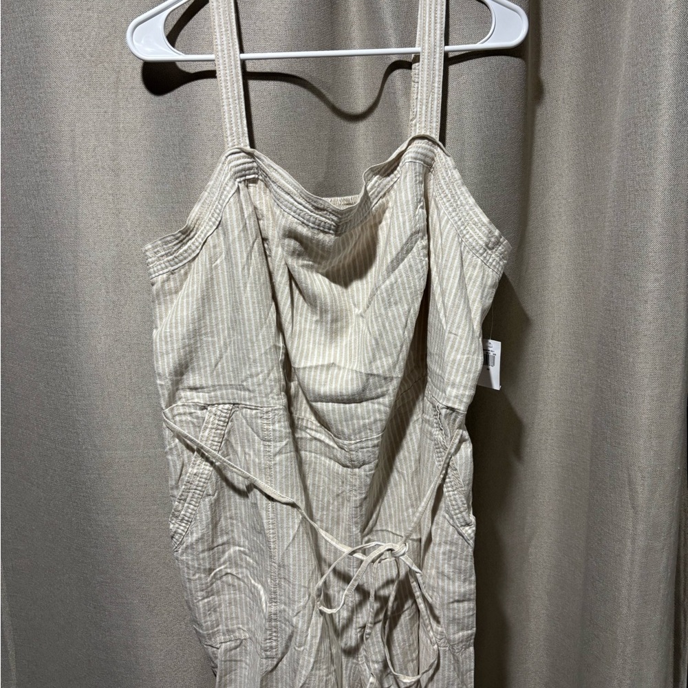 Old Navy Cream Striped Jumpsuit